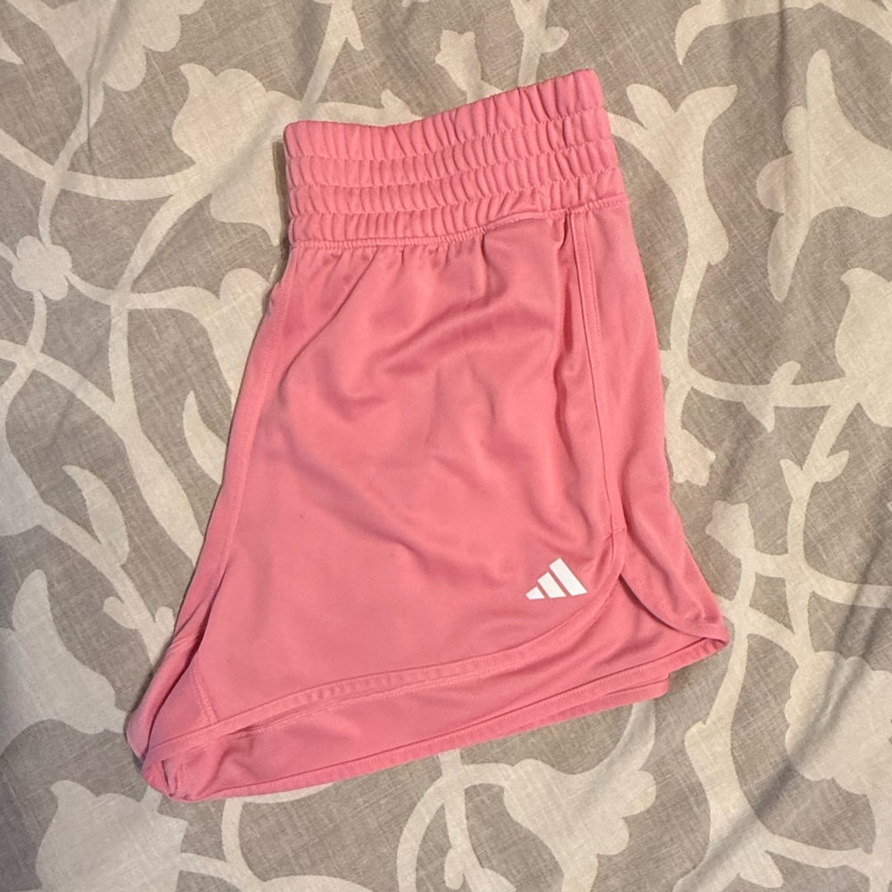 Adidas Shorts Women’s Medium Pink Pacer Essentials Knit High-Rise Bliss